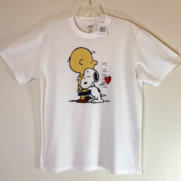 Peanuts Tops - Peanuts Graphic Tee Shirt Charlie Brown & Snoopy Pullover White SZ L NWT